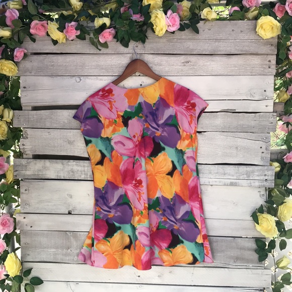 Lauren Ralph Lauren Women’s Sz M Floral V-Neck Sleeveless Tunic Blouse - Picture 4 of 9